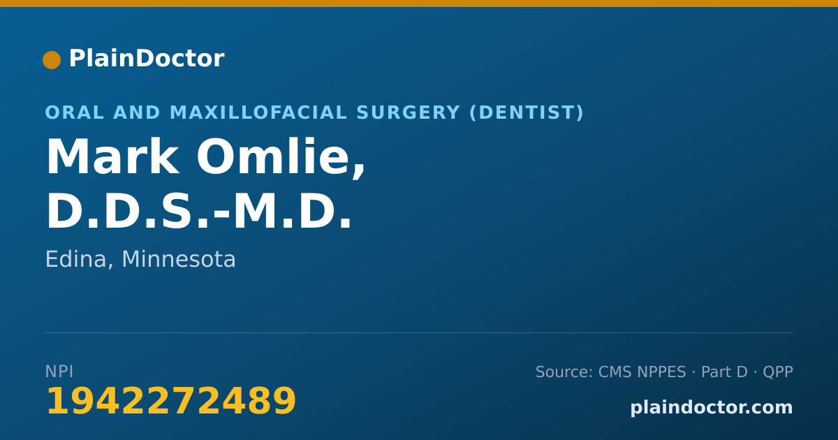 Shareable card for Mark Omlie, D.D.S.-M.D. - Oral and Maxillofacial Surgery (Dentist), Edina, MN