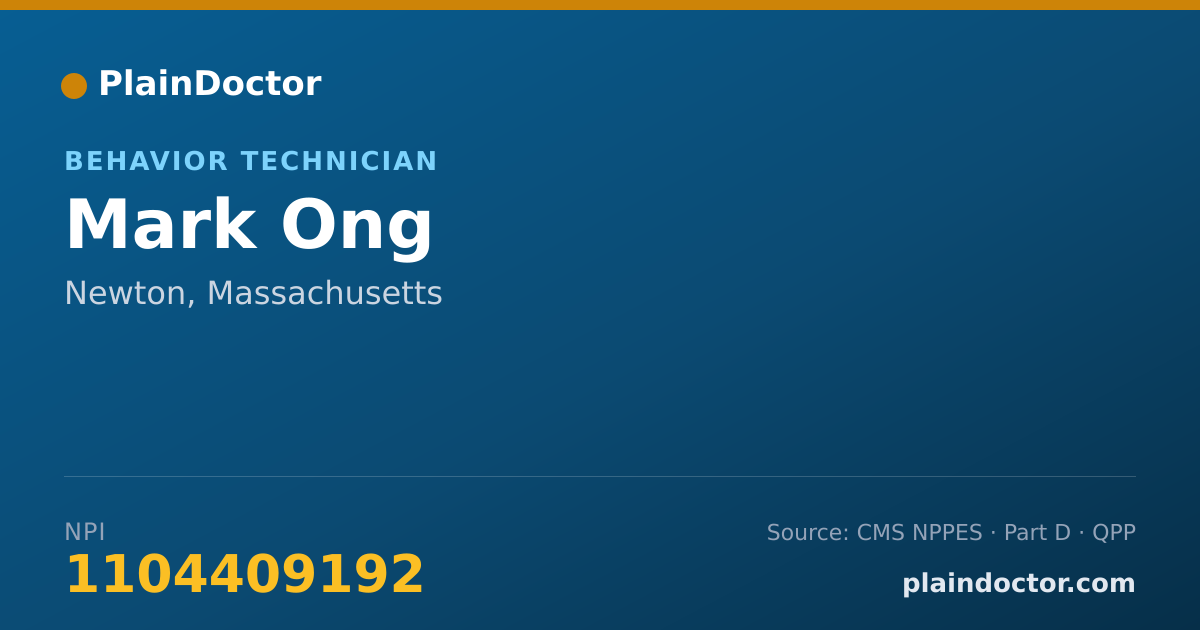 Shareable card for Mark Ong - Behavior Technician, Newton, MA
