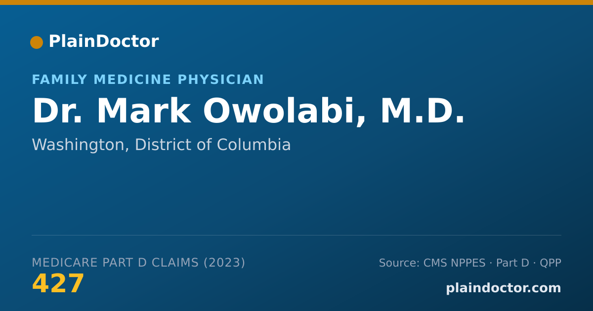 Shareable card for Mark Owolabi, M.D. - Family Medicine Physician, Washington, DC