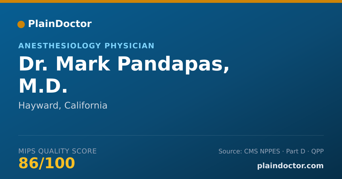 Shareable card for Mark Pandapas, M.D. - Anesthesiology Physician, Hayward, CA
