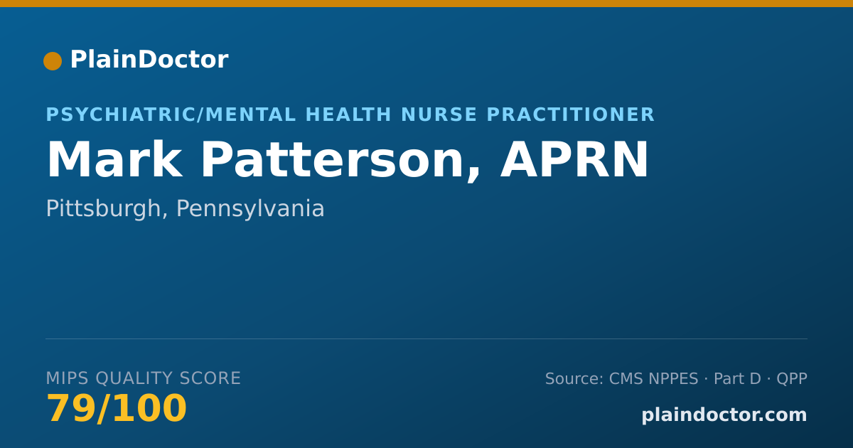 Shareable card for Mark Patterson, APRN - Psychiatric/Mental Health Nurse Practitioner, Pittsburgh, PA