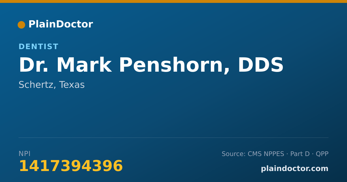 Shareable card for Mark Penshorn, DDS - Dentist, Schertz, TX