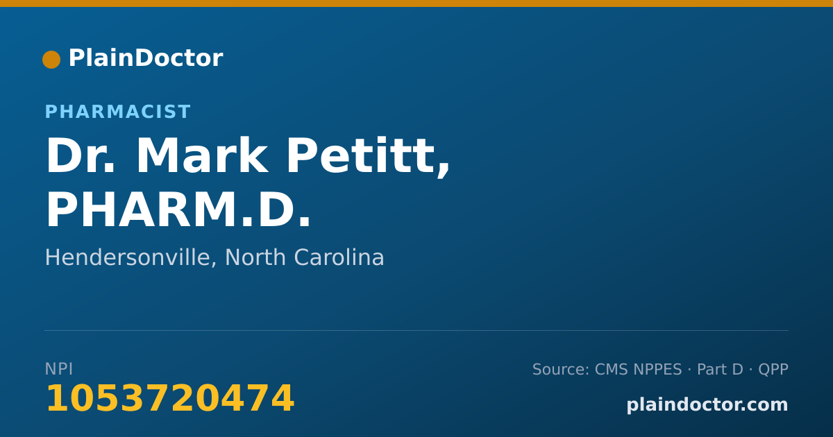 Shareable card for Mark Petitt, PHARM.D. - Pharmacist, Hendersonville, NC