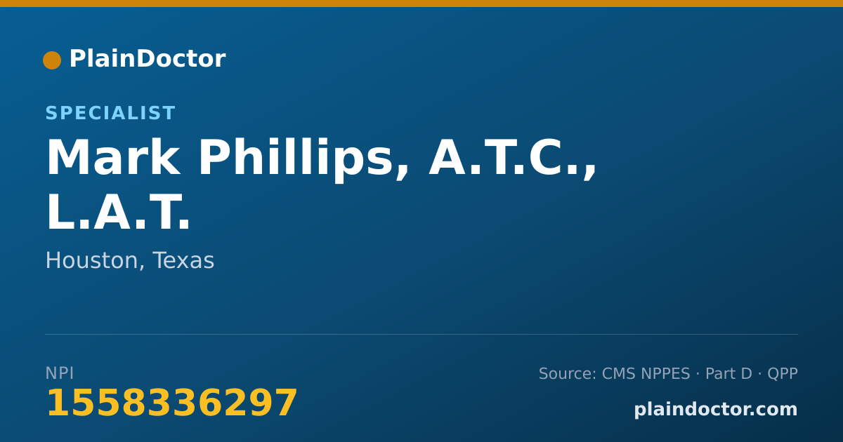 Shareable card for Mark Phillips, A.T.C., L.A.T. - Specialist, Houston, TX
