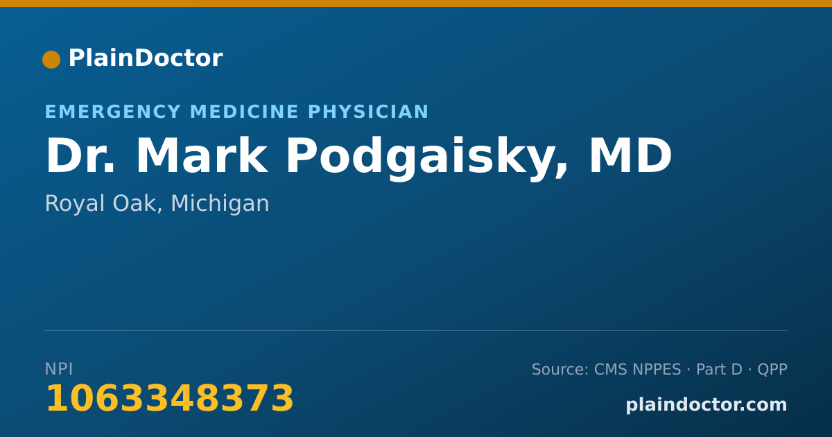 Shareable card for Mark Podgaisky, MD - Emergency Medicine Physician, Royal Oak, MI