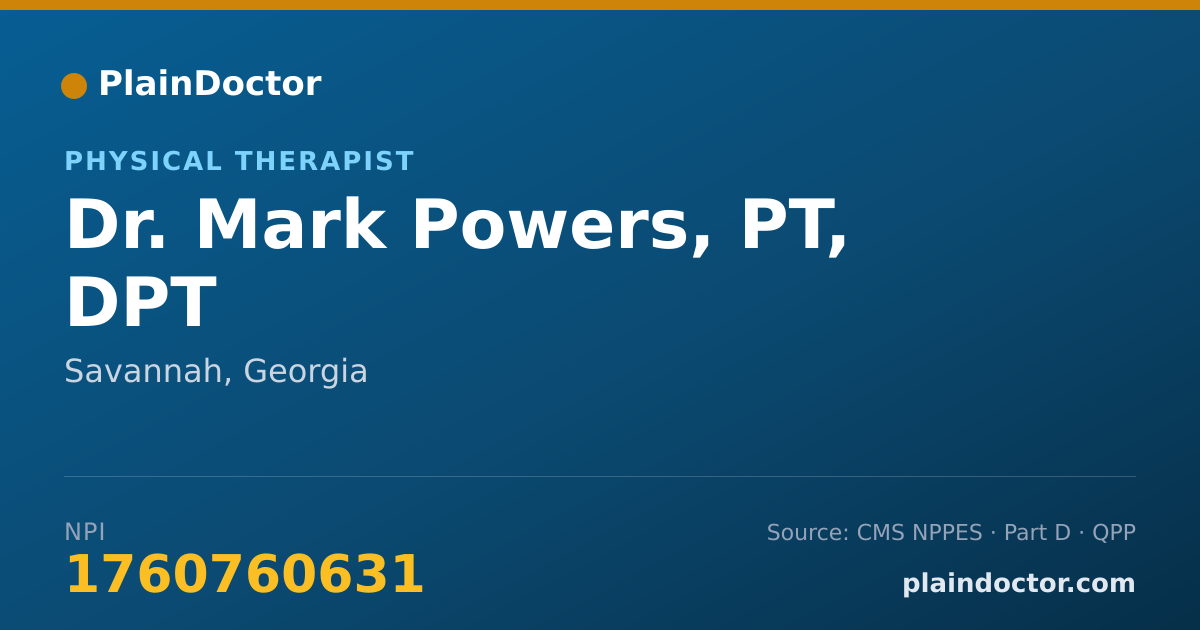 Shareable card for Mark Powers, PT, DPT - Physical Therapist, Savannah, GA