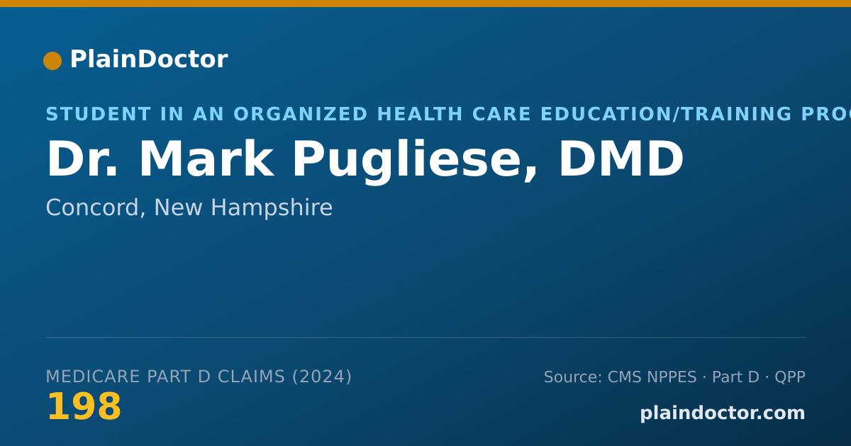 Shareable card for Mark Pugliese, DMD - Student in an Organized Health Care Education/Training Program, Concord, NH