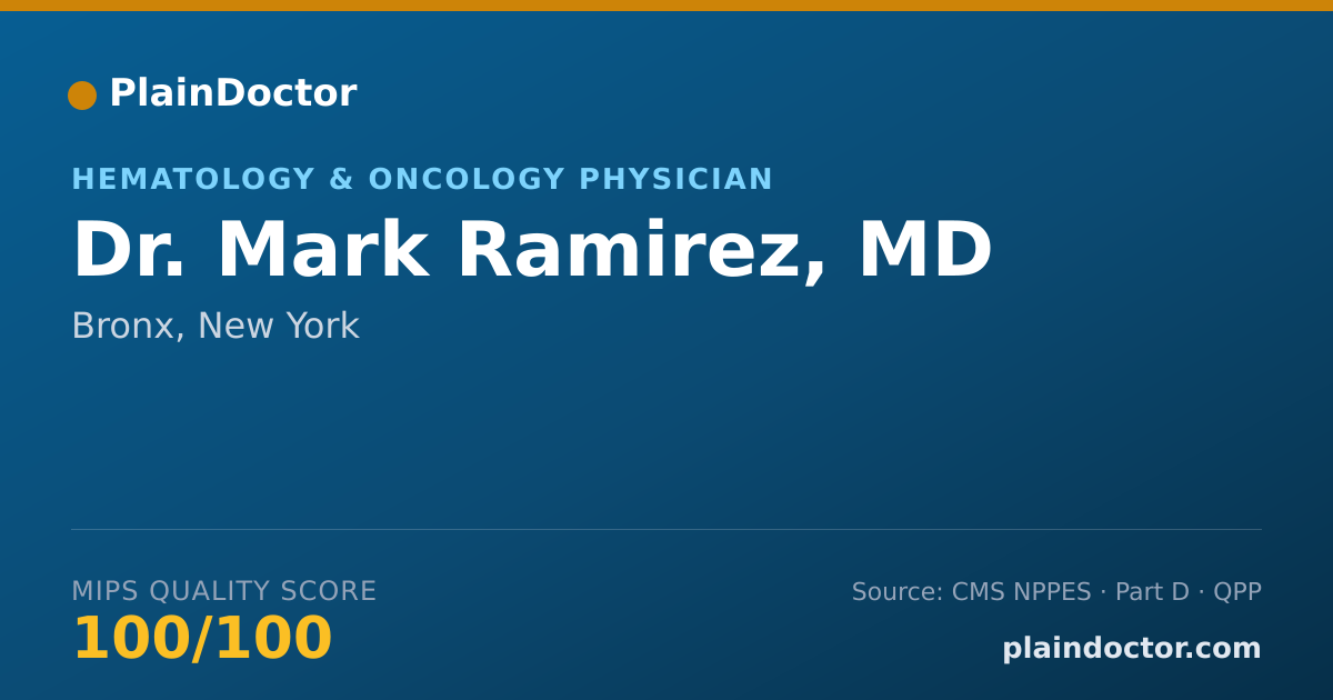 Shareable card for Mark Ramirez, MD - Hematology & Oncology Physician, Bronx, NY