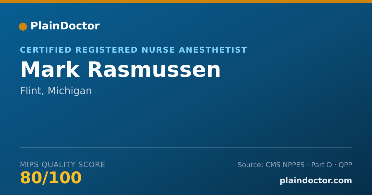 Shareable card for Mark Rasmussen - Certified Registered Nurse Anesthetist, Flint, MI