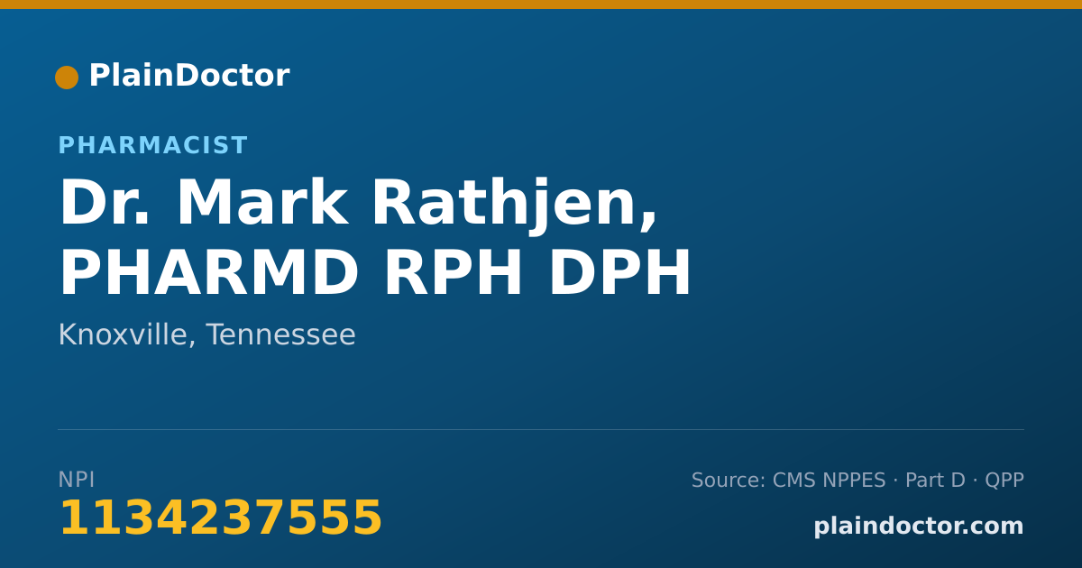 Shareable card for Mark Rathjen, PHARMD RPH DPH - Pharmacist, Knoxville, TN