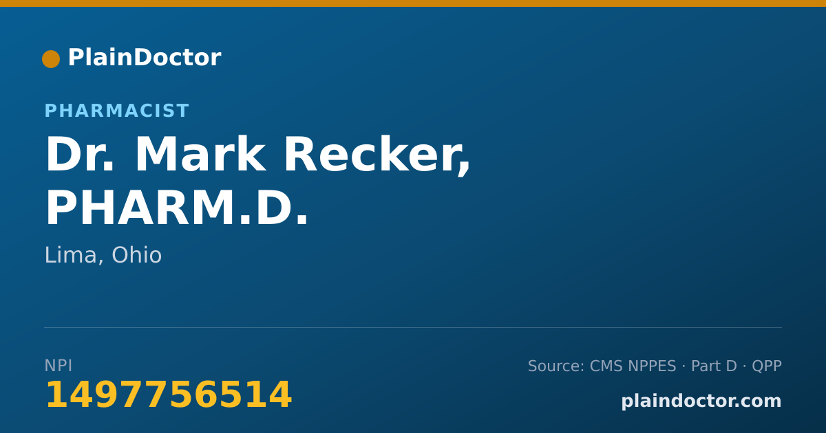 Shareable card for Mark Recker, PHARM.D. - Pharmacist, Lima, OH