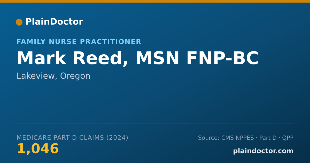 Shareable card for Mark Reed, MSN FNP-BC - Family Nurse Practitioner, Lakeview, OR