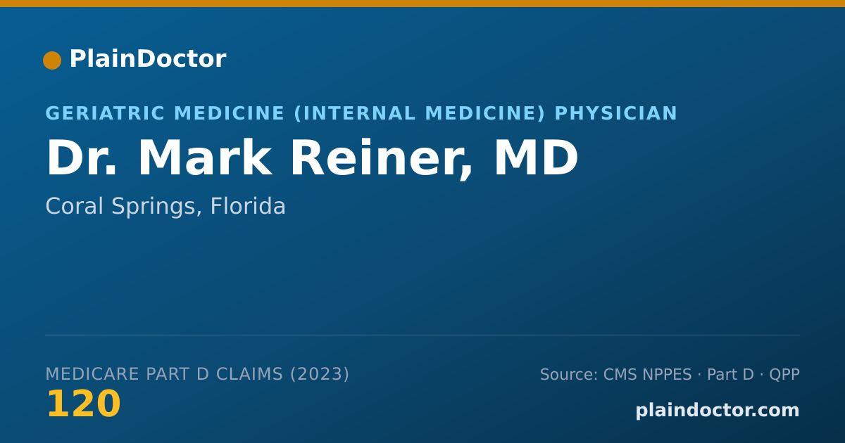 Shareable card for Mark Reiner, MD - Geriatric Medicine (Internal Medicine) Physician, Coral Springs, FL