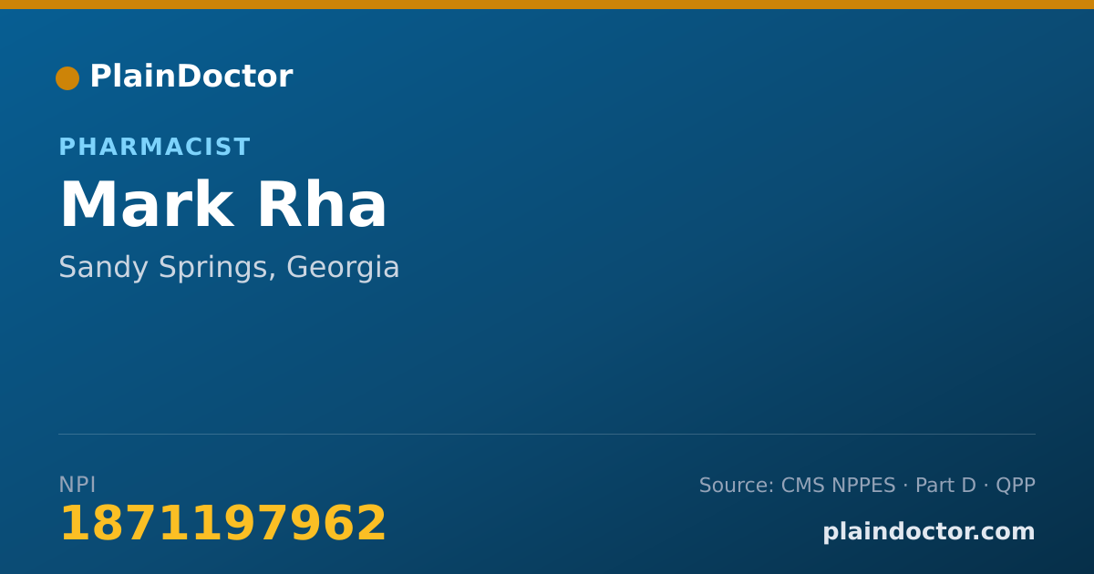 Shareable card for Mark Rha - Pharmacist, Sandy Springs, GA