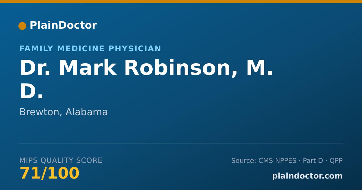 Shareable card for Mark Robinson, M. D. - Family Medicine Physician, Brewton, AL