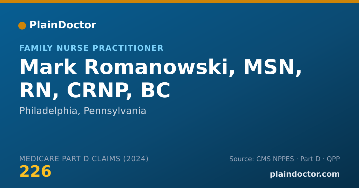 Shareable card for Mark Romanowski, MSN, RN, CRNP, BC - Family Nurse Practitioner, Philadelphia, PA
