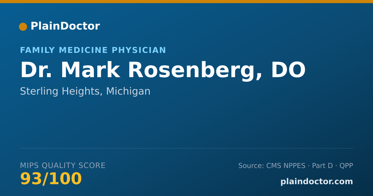 Shareable card for Mark Rosenberg, DO - Family Medicine Physician, Sterling Heights, MI