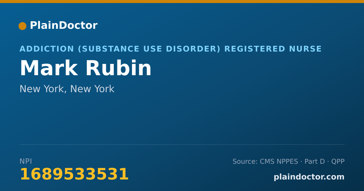 Shareable card for Mark Rubin - Addiction (Substance Use Disorder) Registered Nurse, New York, NY