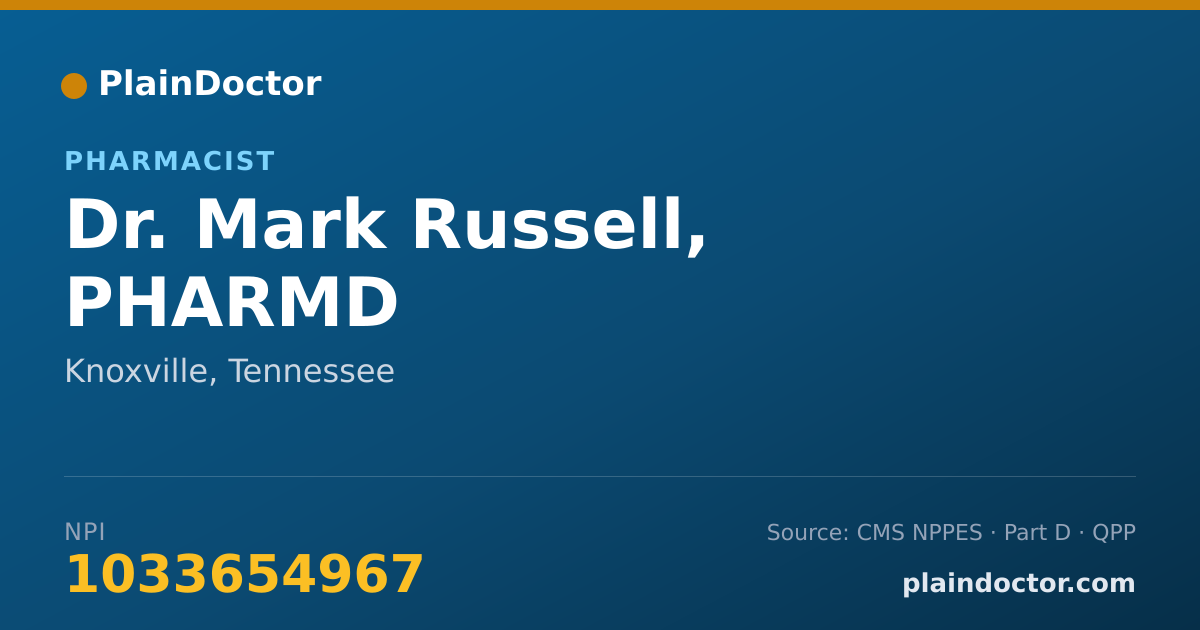 Shareable card for Mark Russell, PHARMD - Pharmacist, Knoxville, TN
