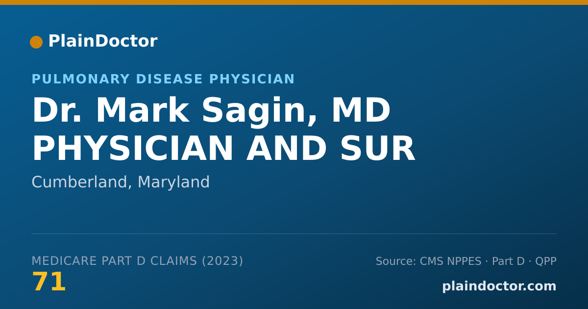 Shareable card for Mark Sagin, MD PHYSICIAN AND SUR - Pulmonary Disease Physician, Cumberland, MD