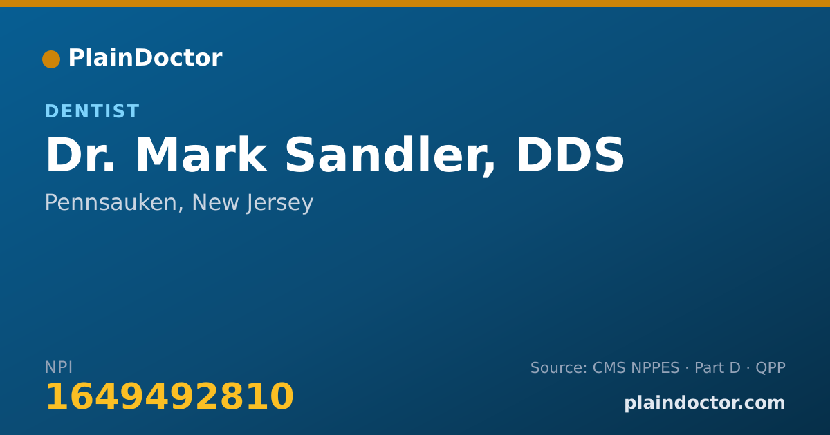 Shareable card for Mark Sandler, DDS - Dentist, Pennsauken, NJ