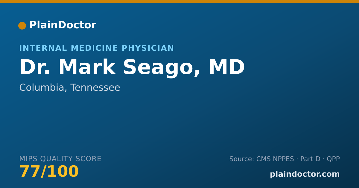 Shareable card for Mark Seago, MD - Internal Medicine Physician, Columbia, TN
