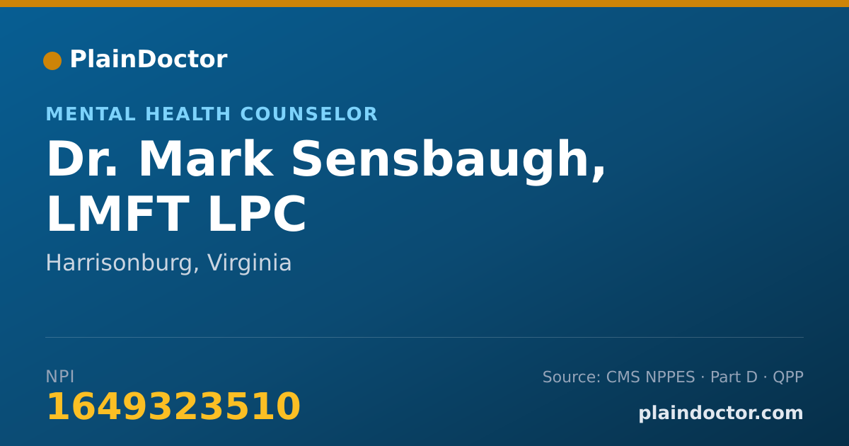 Shareable card for Mark Sensbaugh, LMFT LPC - Mental Health Counselor, Harrisonburg, VA