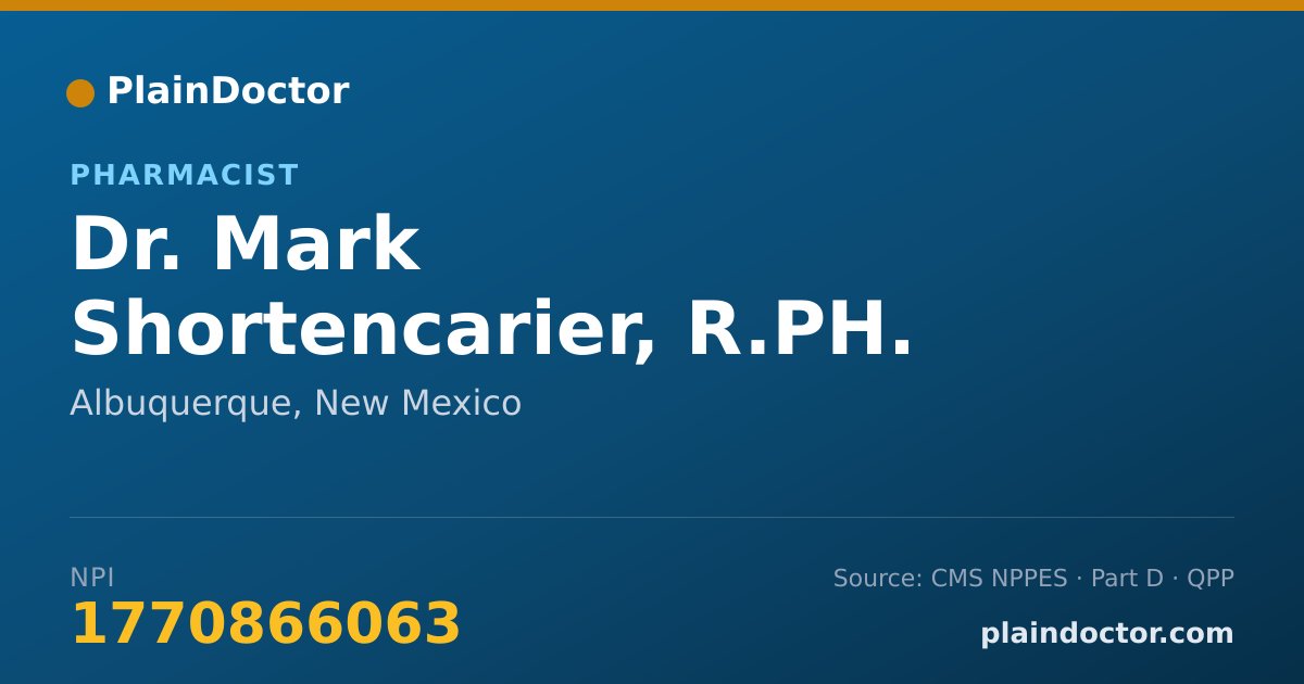 Shareable card for Mark Shortencarier, R.PH. - Pharmacist, Albuquerque, NM