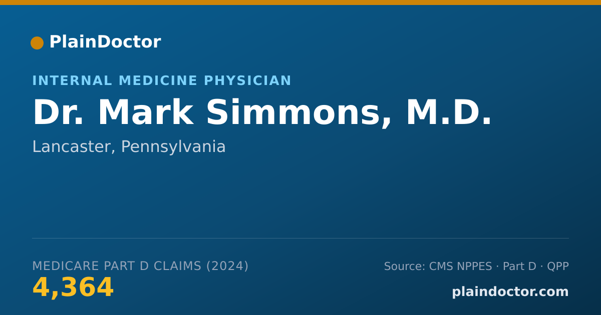 Shareable card for Mark Simmons, M.D. - Internal Medicine Physician, Lancaster, PA