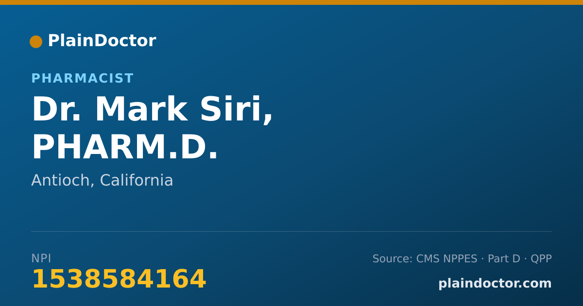 Shareable card for Mark Siri, PHARM.D. - Pharmacist, Antioch, CA
