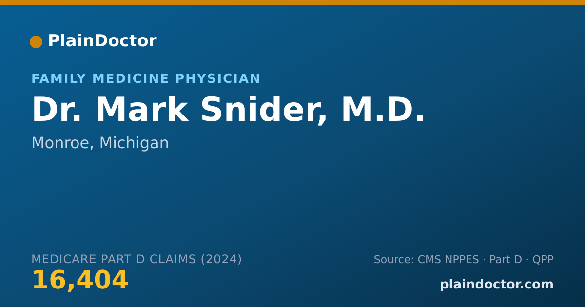 Shareable card for Mark Snider, M.D. - Family Medicine Physician, Monroe, MI