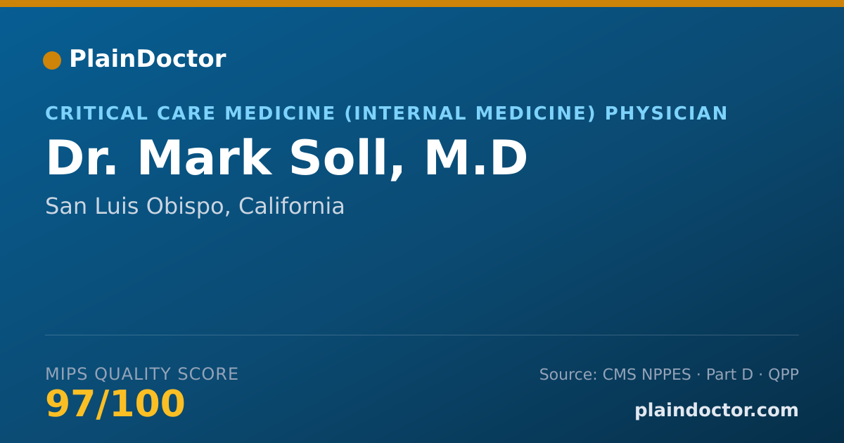 Shareable card for Mark Soll, M.D - Critical Care Medicine (Internal Medicine) Physician, San Luis Obispo, CA