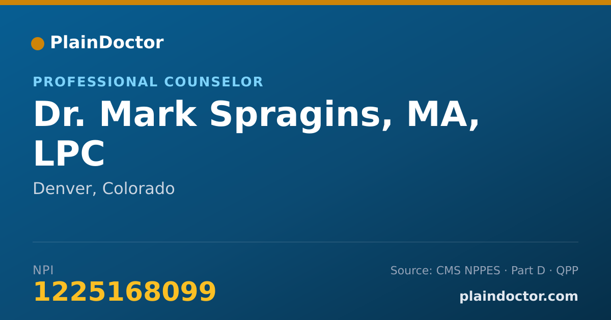 Shareable card for Mark Spragins, MA, LPC - Professional Counselor, Denver, CO