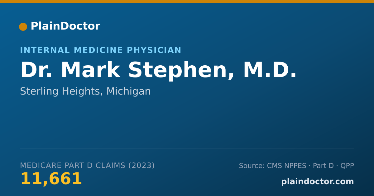 Shareable card for Mark Stephen, M.D. - Internal Medicine Physician, Sterling Heights, MI