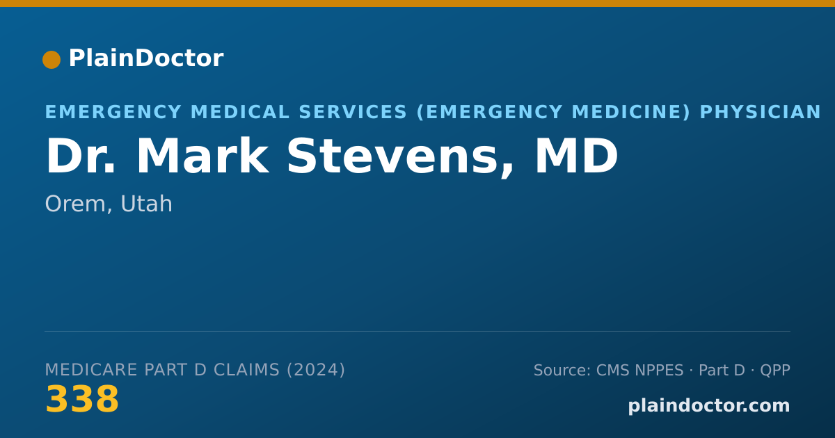 Shareable card for Mark Stevens, MD - Emergency Medical Services (Emergency Medicine) Physician, Orem, UT