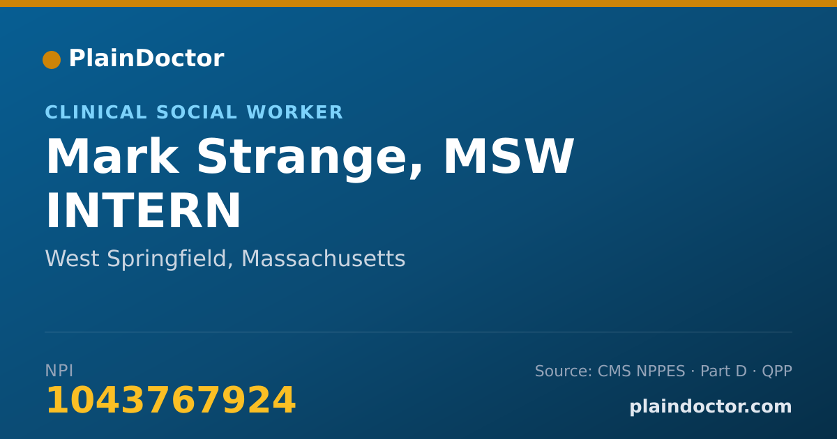 Shareable card for Mark Strange, MSW INTERN - Clinical Social Worker, West Springfield, MA