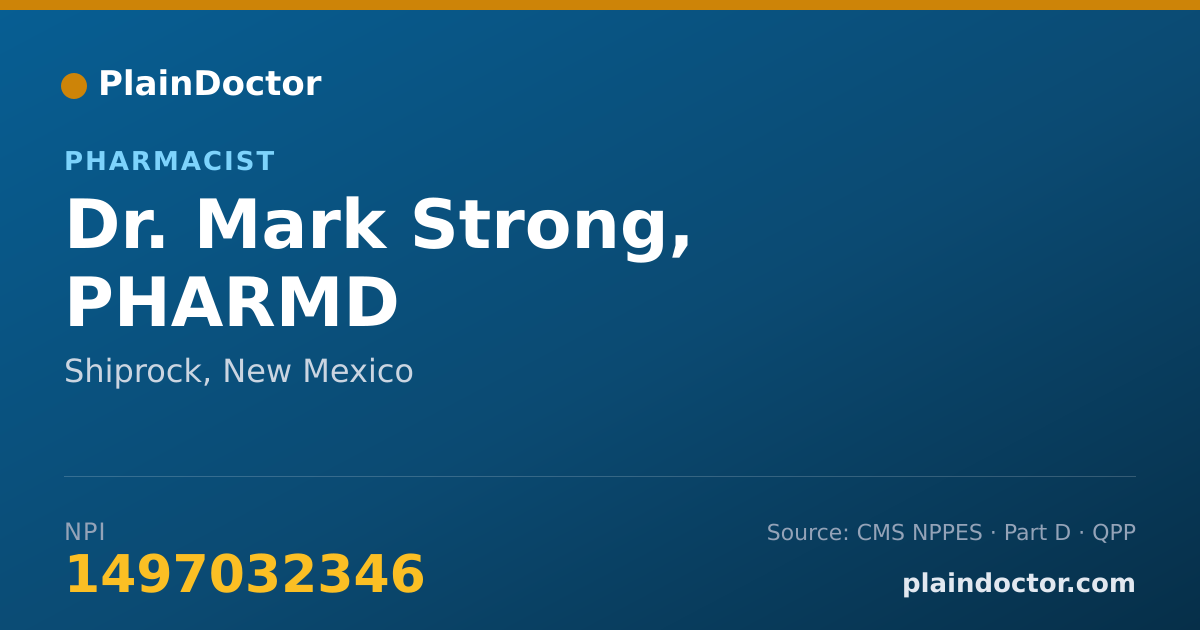 Shareable card for Mark Strong, PHARMD - Pharmacist, Shiprock, NM