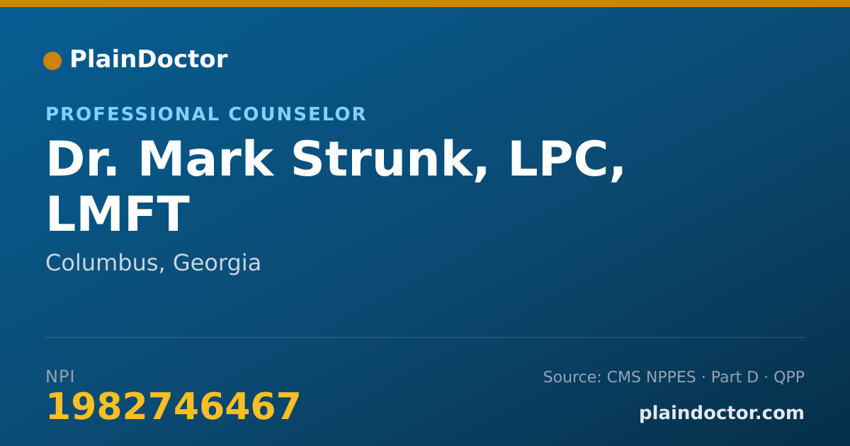 Shareable card for Mark Strunk, LPC, LMFT - Professional Counselor, Columbus, GA