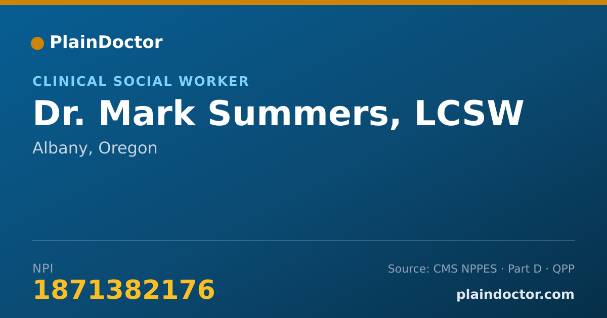 Shareable card for Mark Summers, LCSW - Clinical Social Worker, Albany, OR