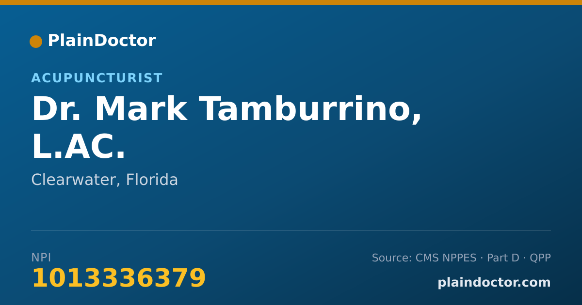 Shareable card for Mark Tamburrino, L.AC. - Acupuncturist, Clearwater, FL