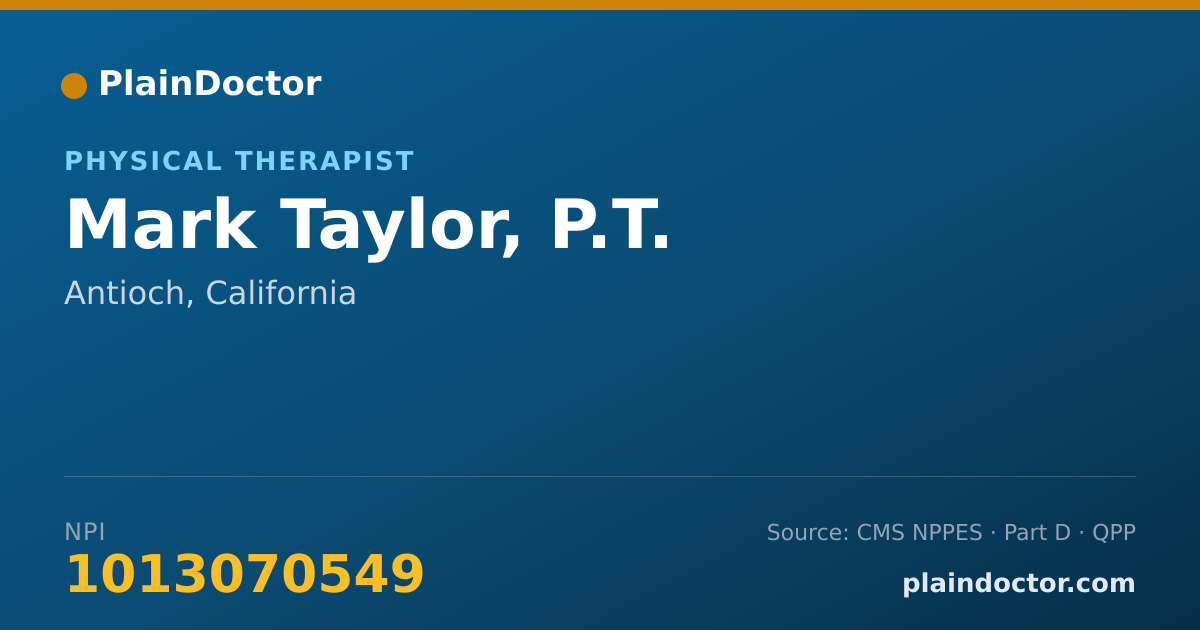 Shareable card for Mark Taylor, P.T. - Physical Therapist, Antioch, CA