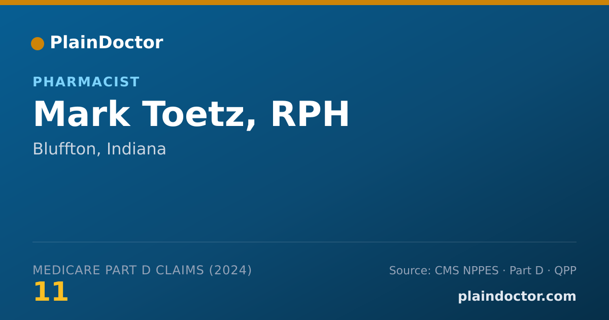 Shareable card for Mark Toetz, RPH - Pharmacist, Bluffton, IN