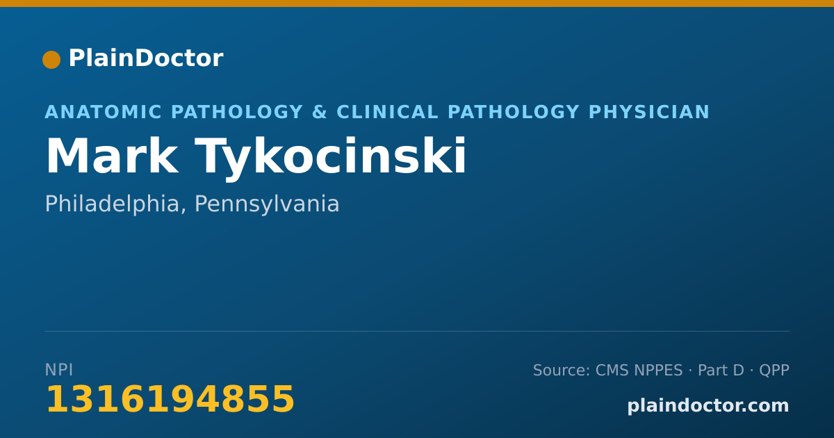 Shareable card for Mark Tykocinski - Anatomic Pathology & Clinical Pathology Physician, Philadelphia, PA