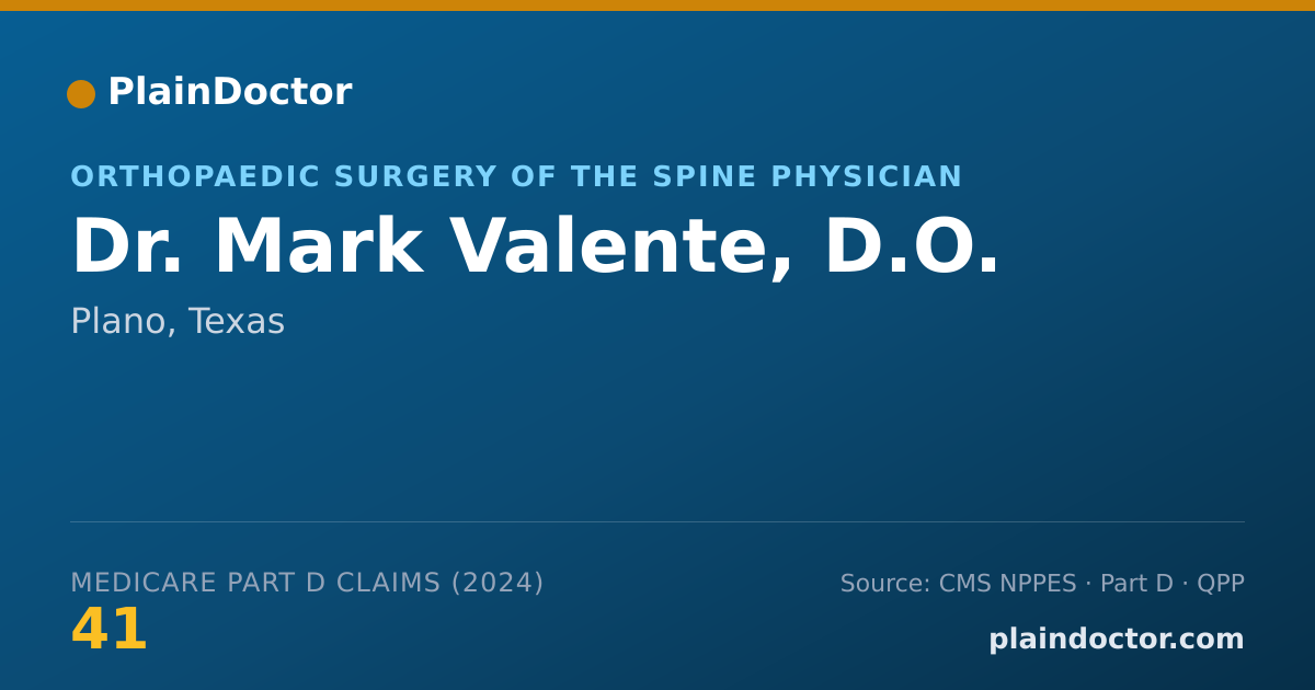 Shareable card for Mark Valente, D.O. - Orthopaedic Surgery of the Spine Physician, Plano, TX