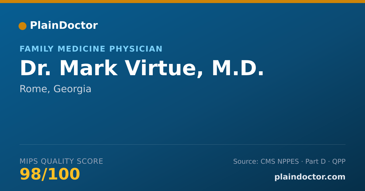 Shareable card for Mark Virtue, M.D. - Family Medicine Physician, Rome, GA