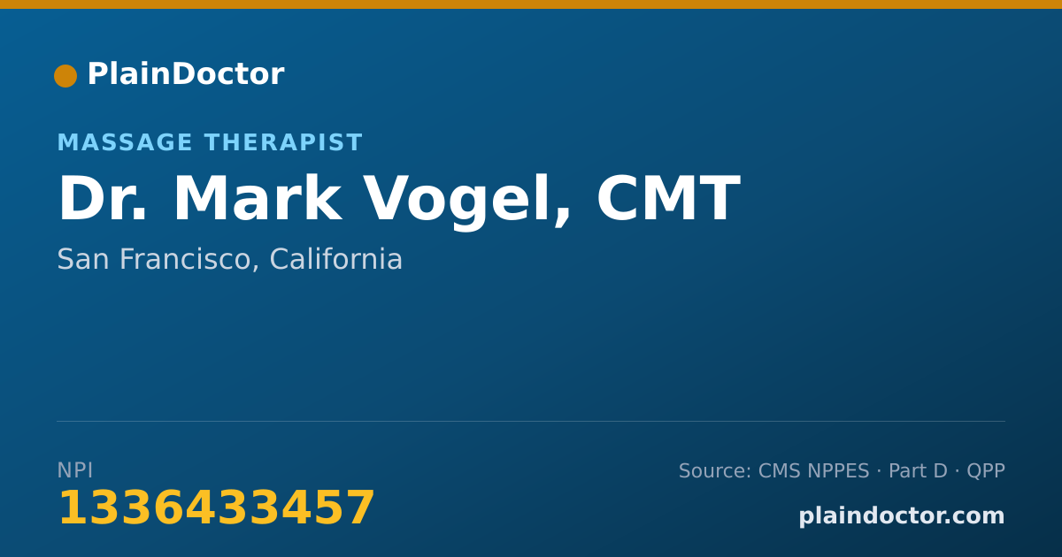 Shareable card for Mark Vogel, CMT - Massage Therapist, San Francisco, CA