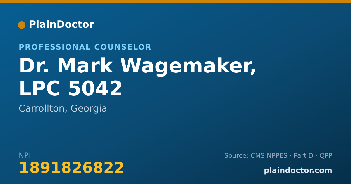 Shareable card for Mark Wagemaker, LPC 5042 - Professional Counselor, Carrollton, GA