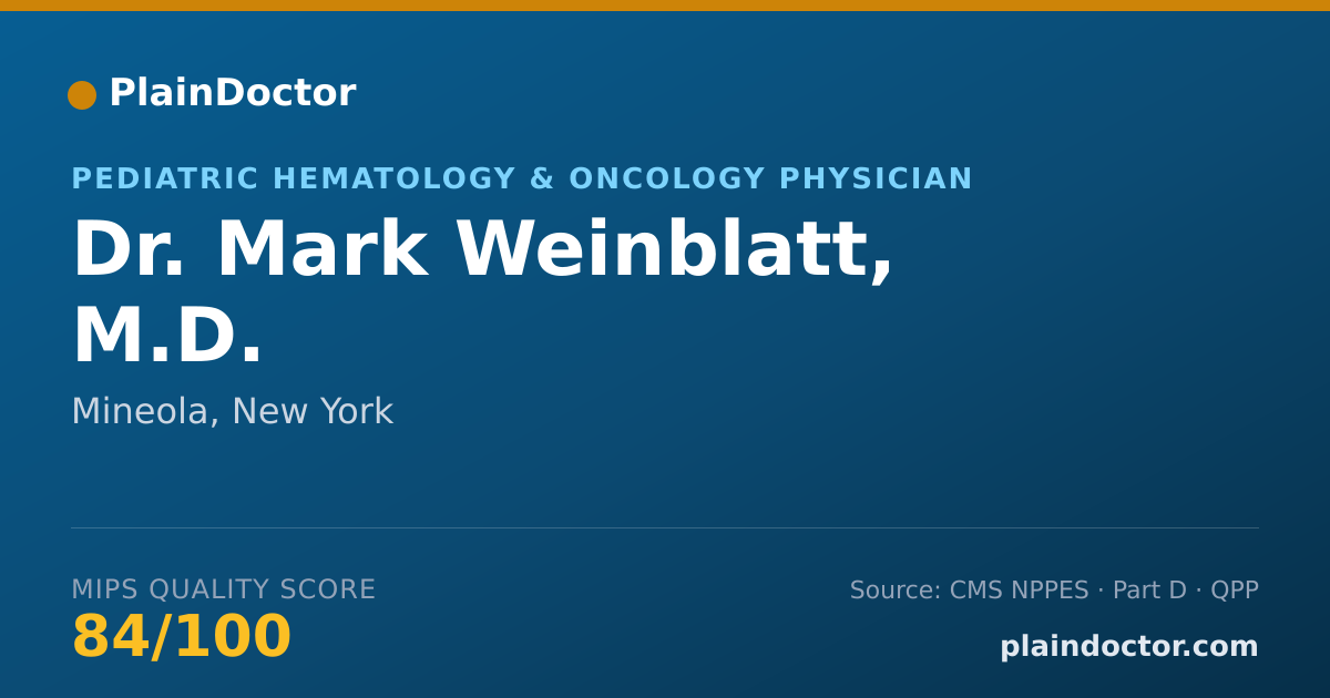 Shareable card for Mark Weinblatt, M.D. - Pediatric Hematology & Oncology Physician, Mineola, NY