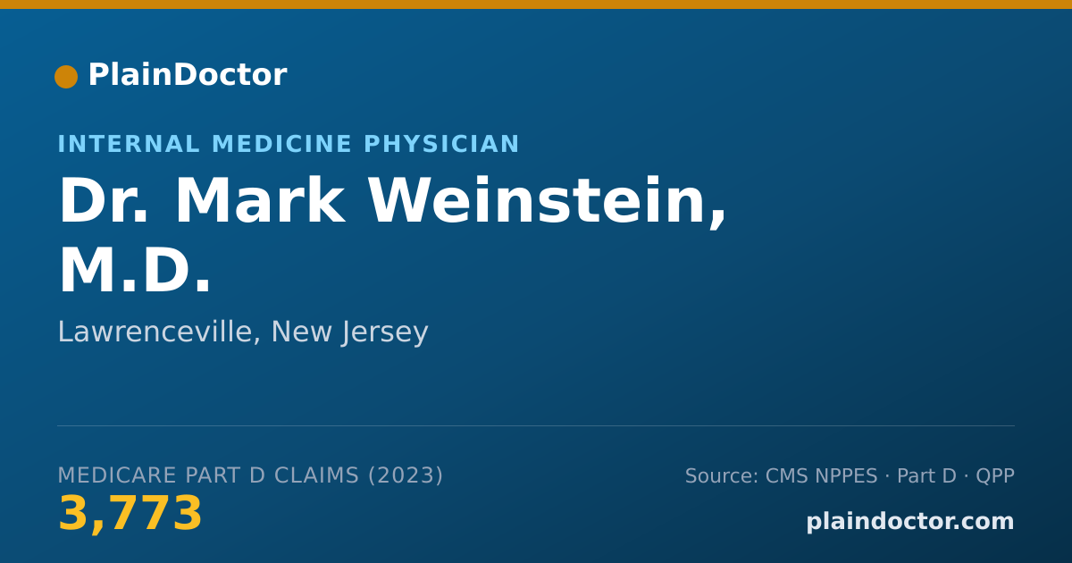Shareable card for Mark Weinstein, M.D. - Internal Medicine Physician, Lawrenceville, NJ