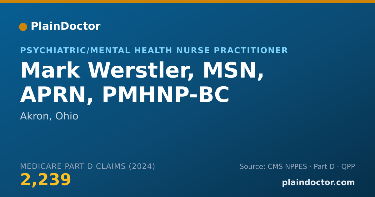 Shareable card for Mark Werstler, MSN, APRN, PMHNP-BC - Psychiatric/Mental Health Nurse Practitioner, Akron, OH